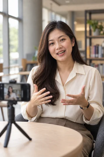 An education creator recording a short video